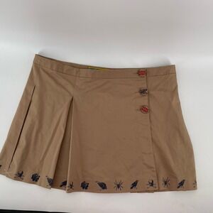 Libertine X Target  Mini Skater Skirt Size 13 Tan Skull Spider Goth Academia Y2K